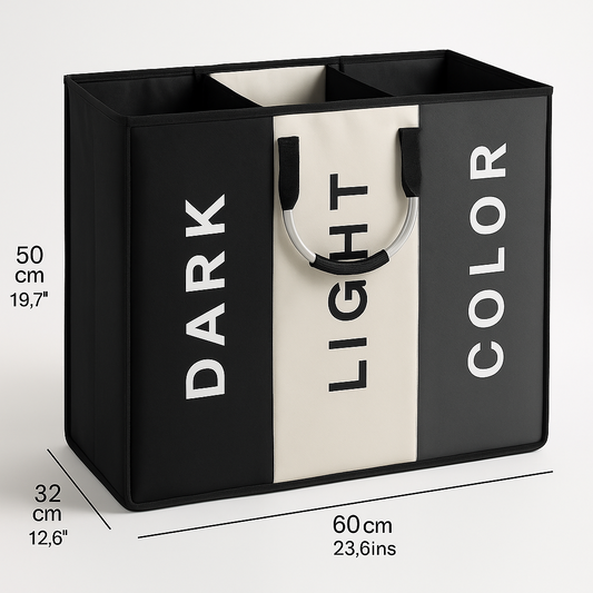 3-Compartment Laundry Sorter - Dark, Light & Color Organization