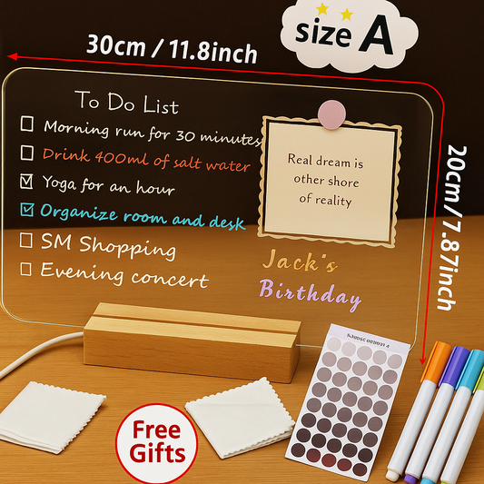 LumiDesk Pro LED Acrylic Organizer - USB Writing Board with Markers & Accessories